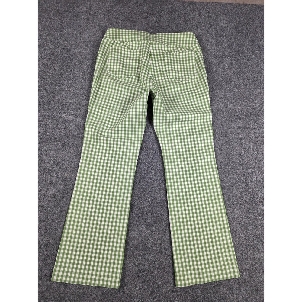J. McLaughlin Ankle Pants Womens 10 Green White Gingham Rayon Stretch Mid Rise - Picture 8 of 9